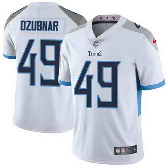 Nike Titans 49 Nick Dzubnar White Men Stitched NFL Vapor Untouchable Limited Jersey